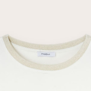 Motivi - Camiseta basic bimaterial - Blanco