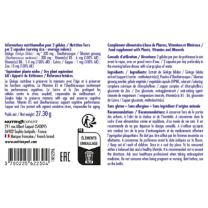 NUTRI EXPERT - Cervotonus - Complément alimentaire à base de Ginkgo, Vitamine B, Cuivre, Zinc - Mémoire & Concentration - Soutien des performances cognitives - Lot de 3 produits
