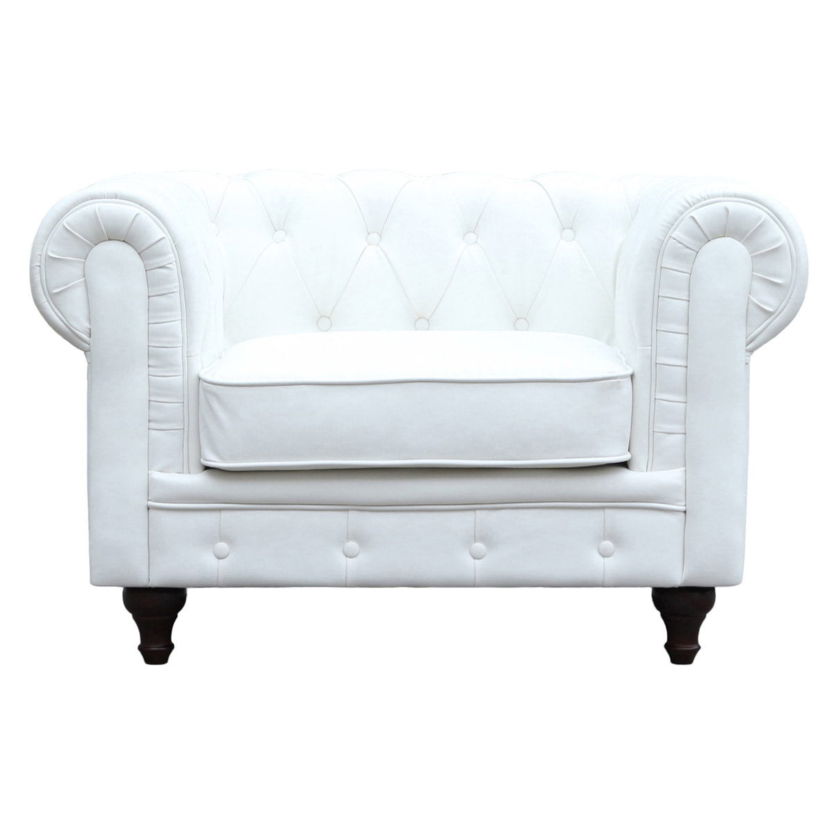 Fauteuil Chesterfield "Aliza" - 111 x 82 x 70 cm - Blanc