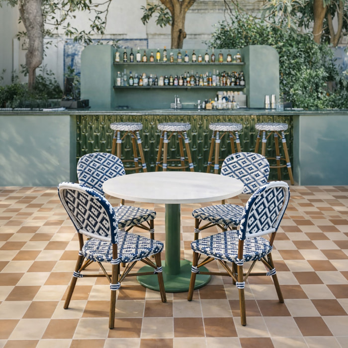 Lot de 2 chaises extérieures en textilène et effet rotin tressé bleu SCALA