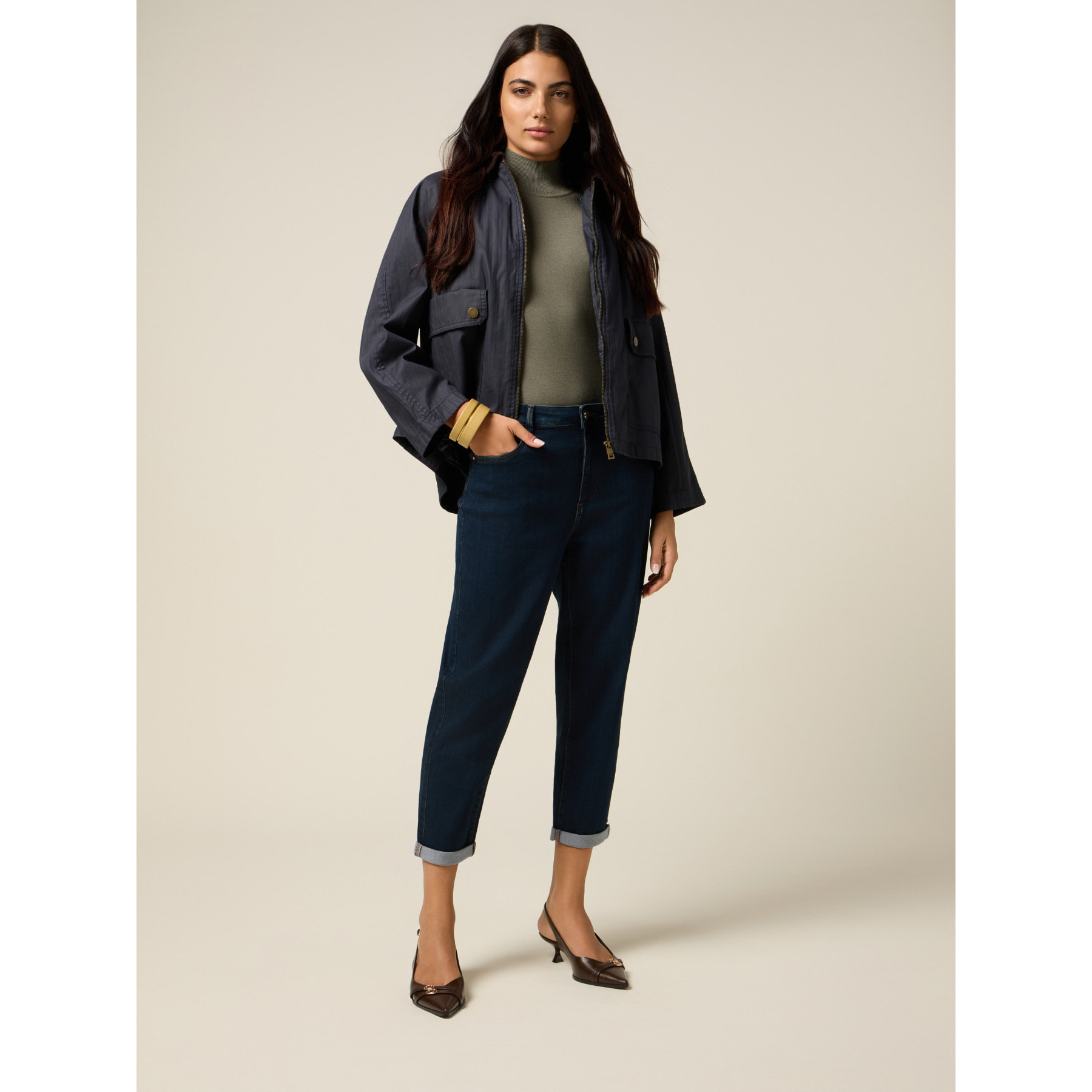 Oltre - Jeans boyslim de lavado azul oscuro - Azul