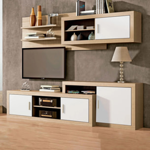 Módulo bajo de 1 puerta en cambria y blanco 130 cm Nuka Cambria - Blanco