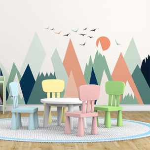 Stickers muraux enfants - Décoration chambre bébé - Autocollant Sticker mural géant enfant montagnes scandinaves NOLWKA