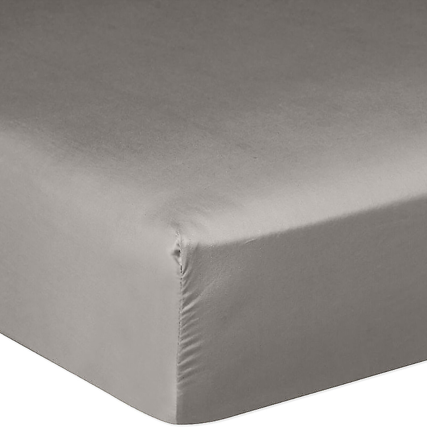Drap Housse - Bonnet:30cm 100% Satin De Coton lavé 105 Fils Gris Clair