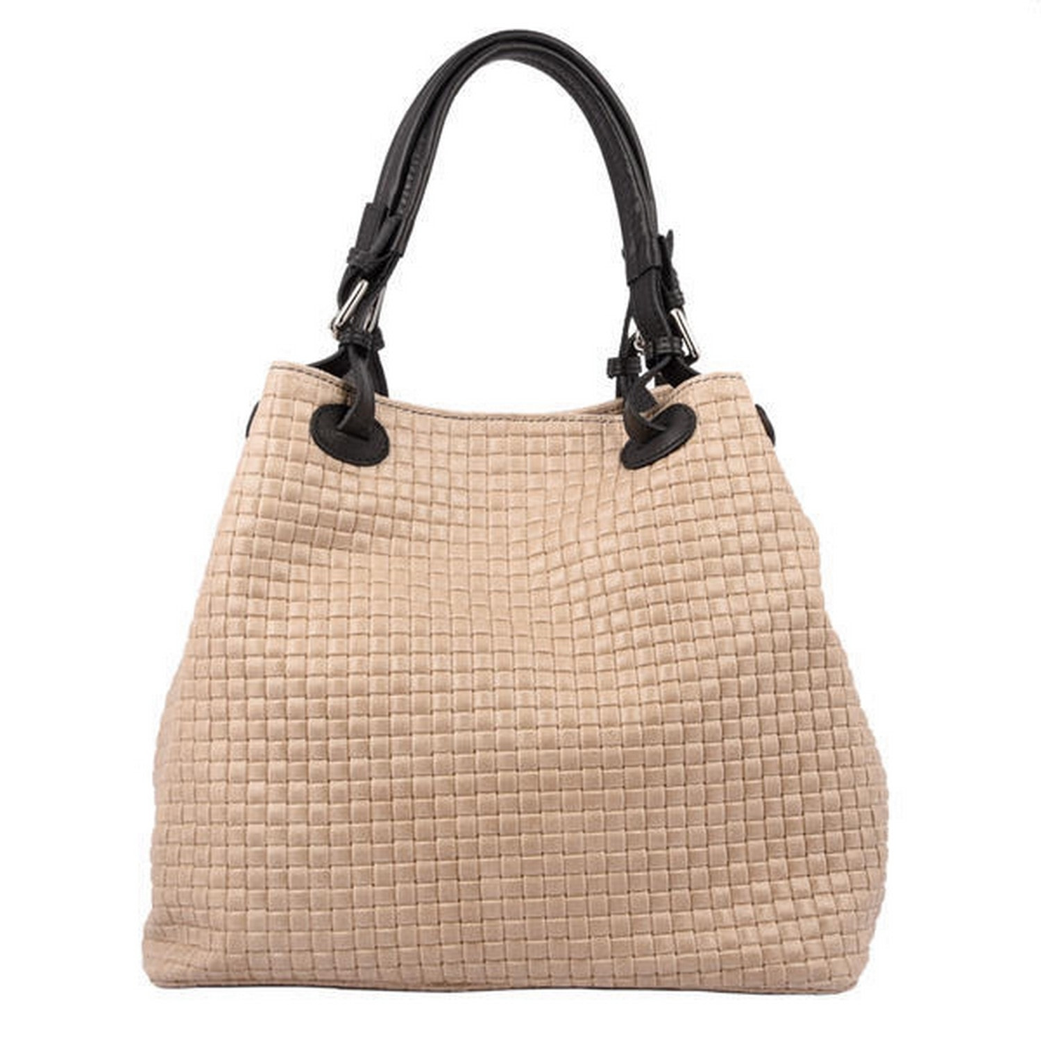 Borse Donna colore Beige-in pelle Made in Italy 31x29xx32cm