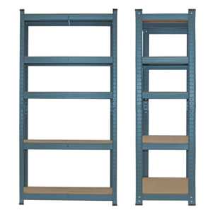 Set da 2 scaffali metallici 150x75x30 cm, cedro