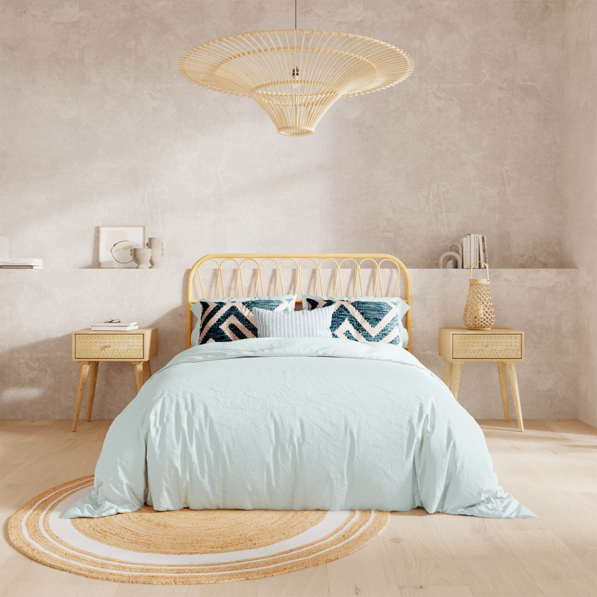 Tapis rond en jute naturel et blanc D150 cm - Anaïs
