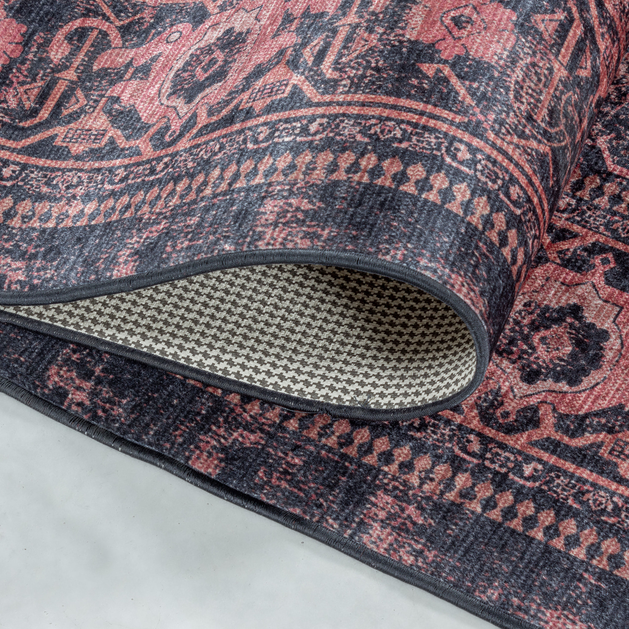 FIESTA - Tapis oriental effet vieilli rouge
