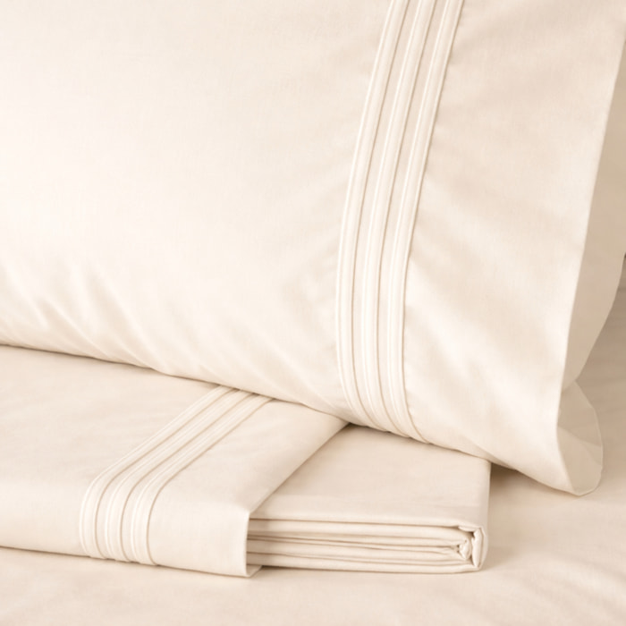 LAURA BIAGIOTTI Completo Set Lenzuola Floire Matrimoniali: L’Eleganza del Percalle firmata Hermet_avorio