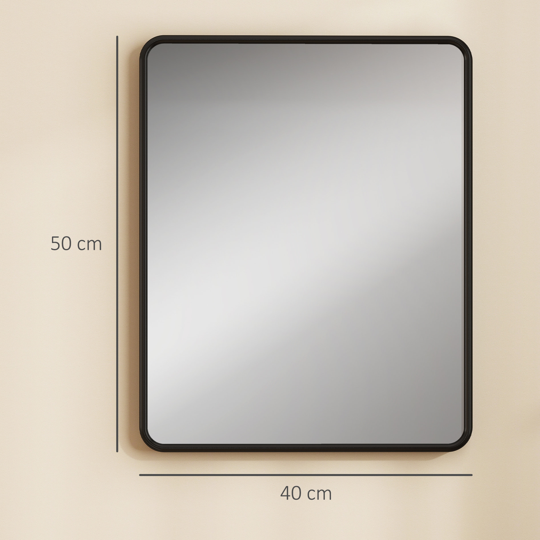 Miroir mural rectangulaire L.40 x H.50 cm cadre métal noir