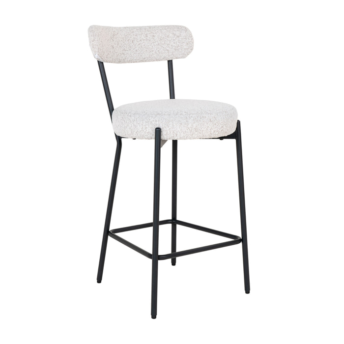 Ivanec - tabouret de bar - en tissu bouclette - Noir / Blanc