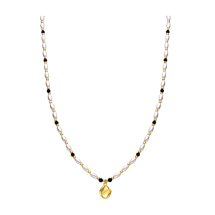 Collar con Perla Blanca acabado oro 18k