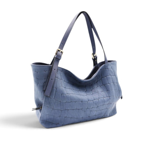 Borsa a Spalla Cheval Firenze Sarin Croc Blu Pervinca