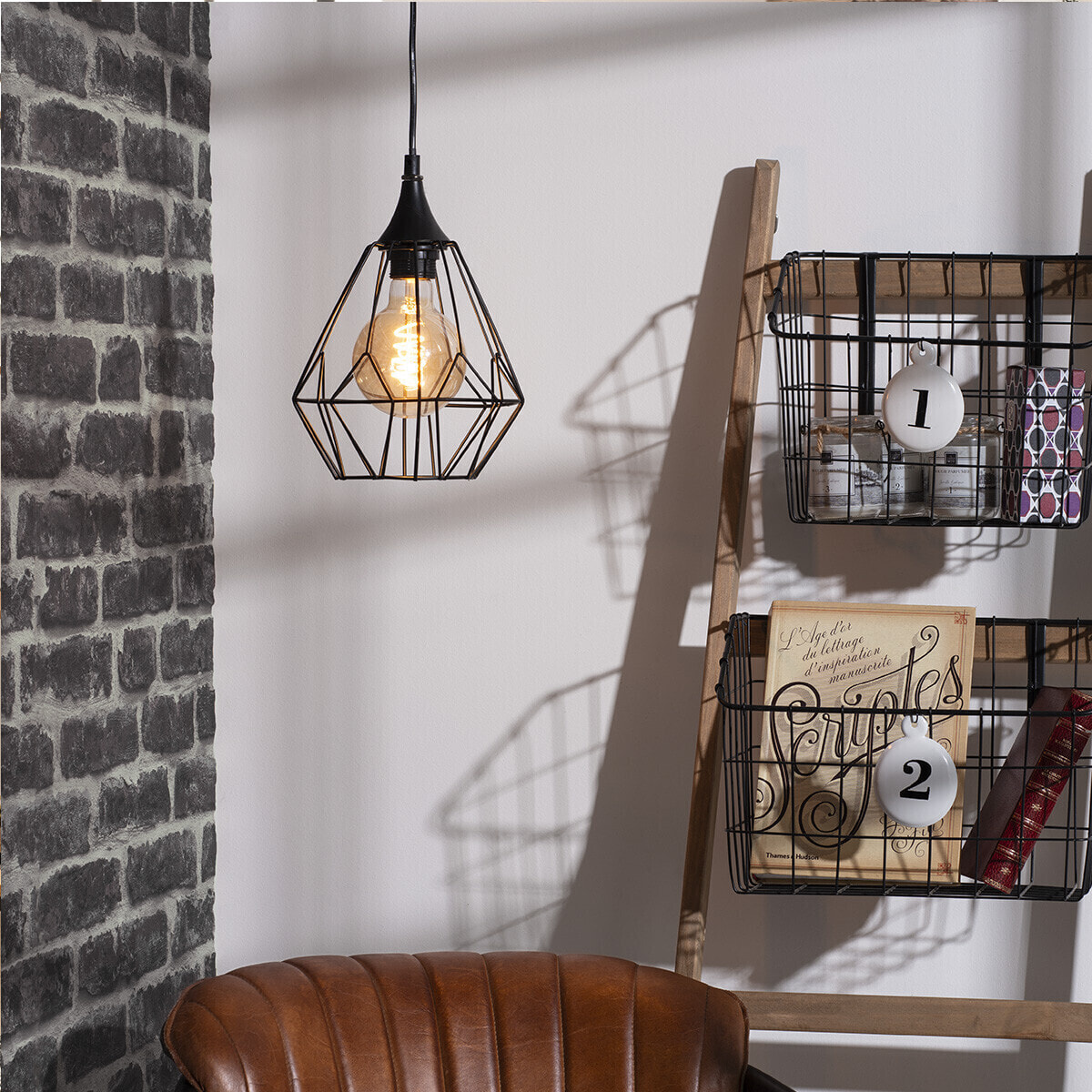 Suspension filaire "Drim" noire - métal D25 cm