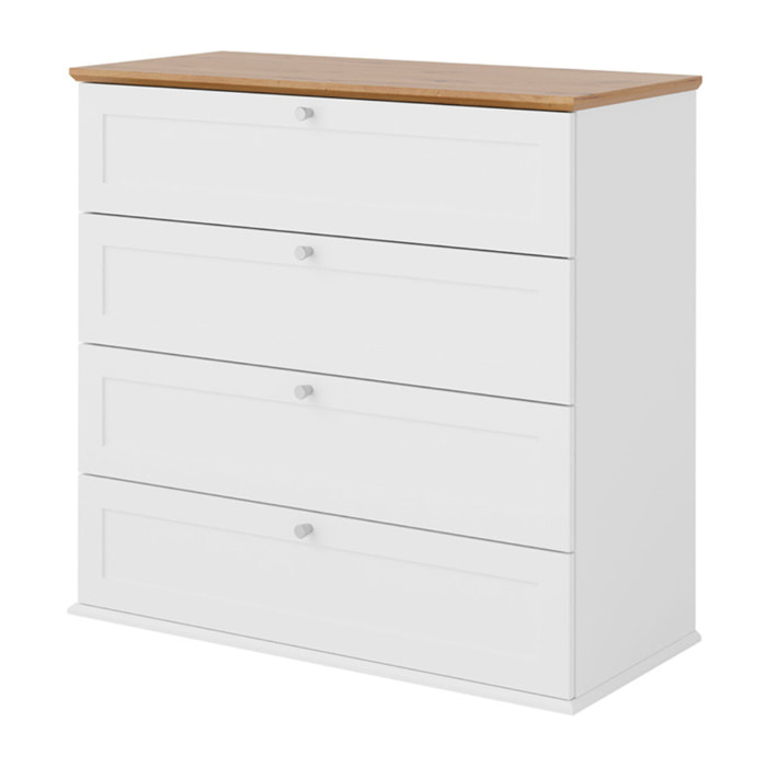 Francesco - commode - bois et blanc - 92 cm - Bois / Blanc