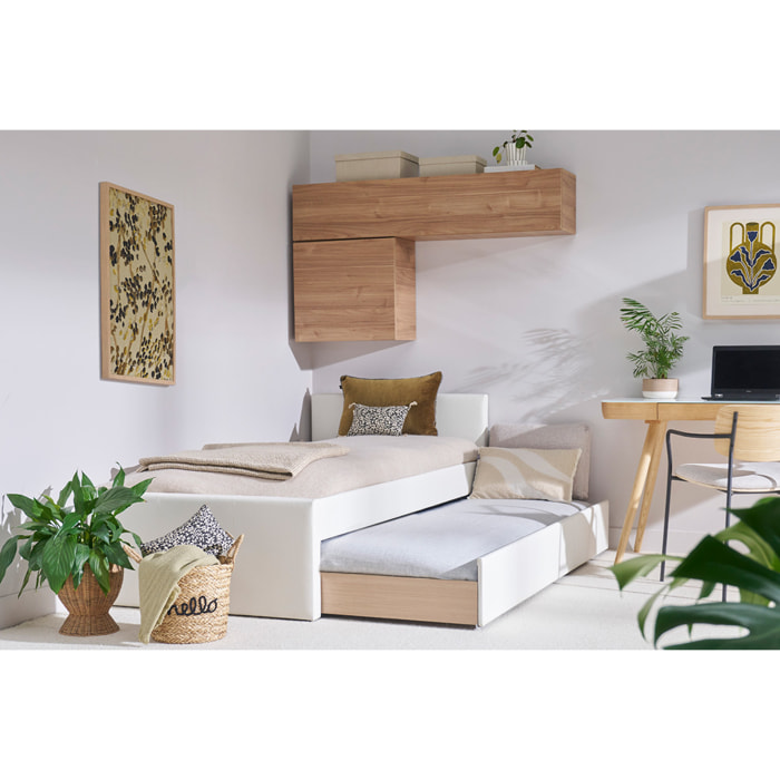 Lit gigogne blanc mat 90x190 cm MACCO