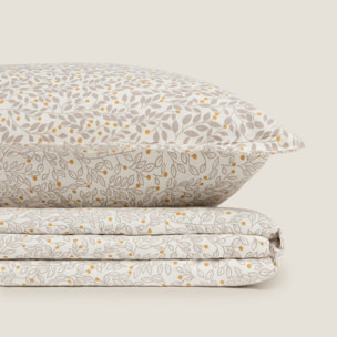 Sábana algodón sostenible hojas Foja color amarillo 100% Algodón percal