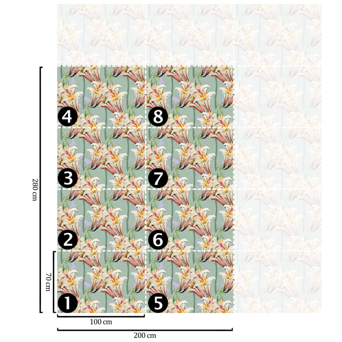 Carta da Parati Gigli Rosa in stile Art Nouveau