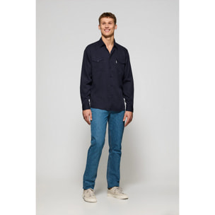 Camisa Franklin azul marino con bolsillos regular fit