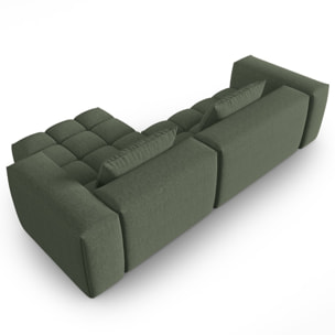 Canapé d'angle droit modulable "Lorella" 3 places en tissu structurel vert olive foncé