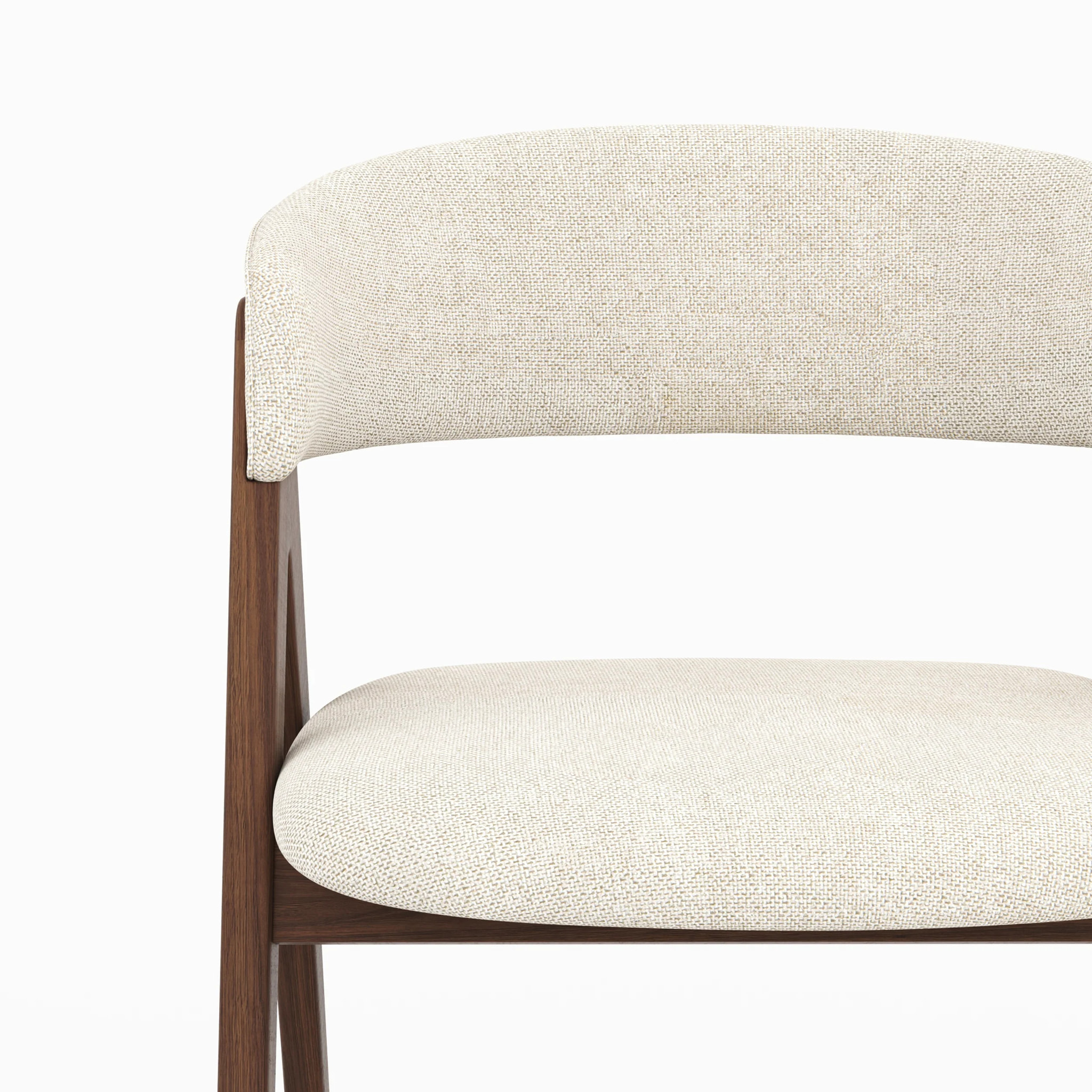 Chaise en bois foncé et tissu beige clair - Isis