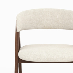 Chaise en bois foncé et tissu beige clair - Isis