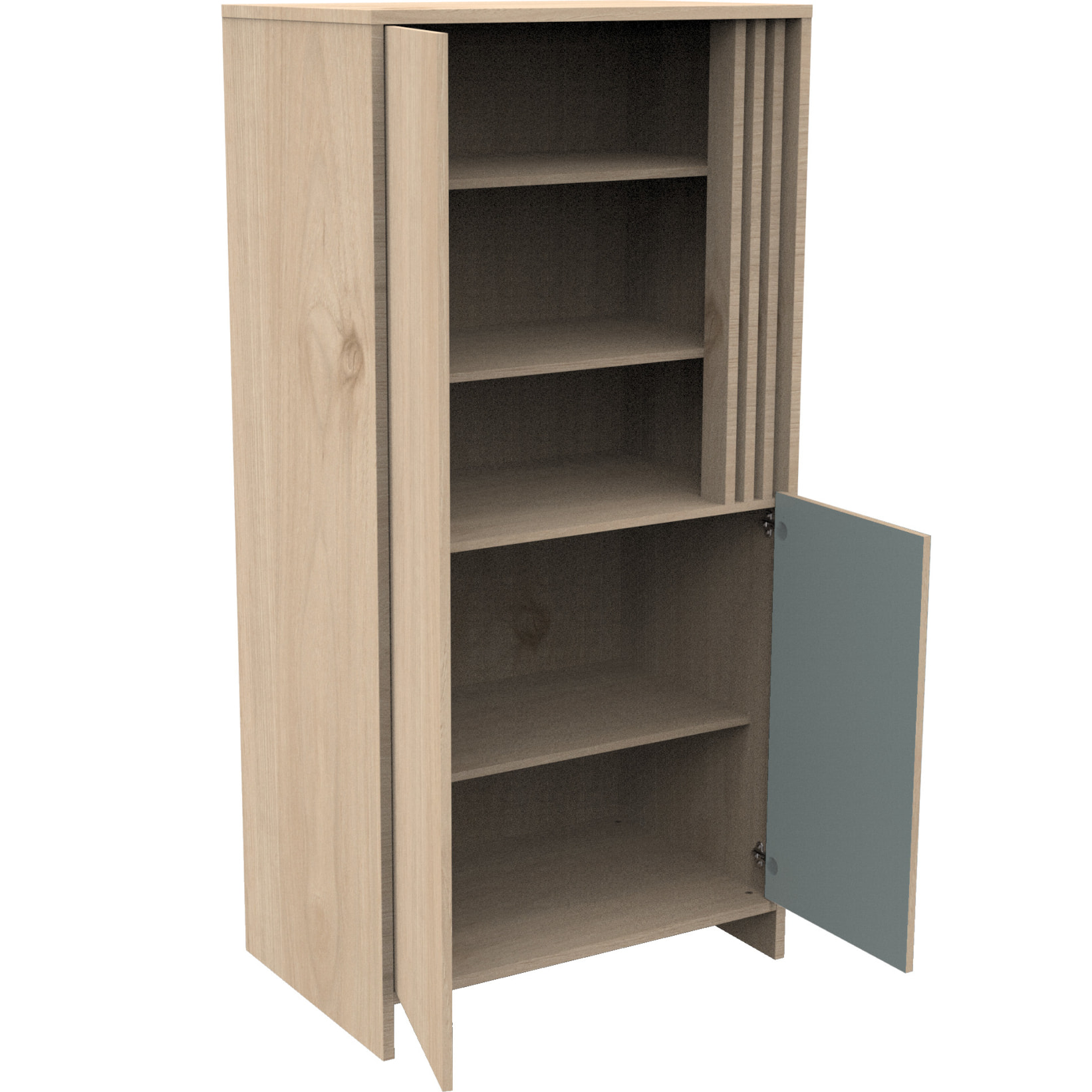 Armoire 2 portes et 1 niche avec claustra en bois décor chêne Suave