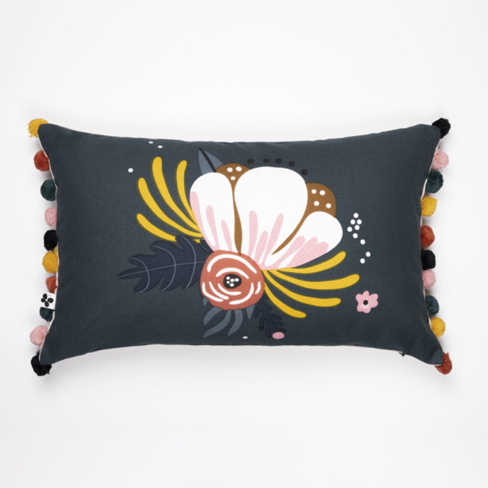 Coussin déco déhoussable réversible gamme "Minots" 100% Coton - Motif: Champêtre