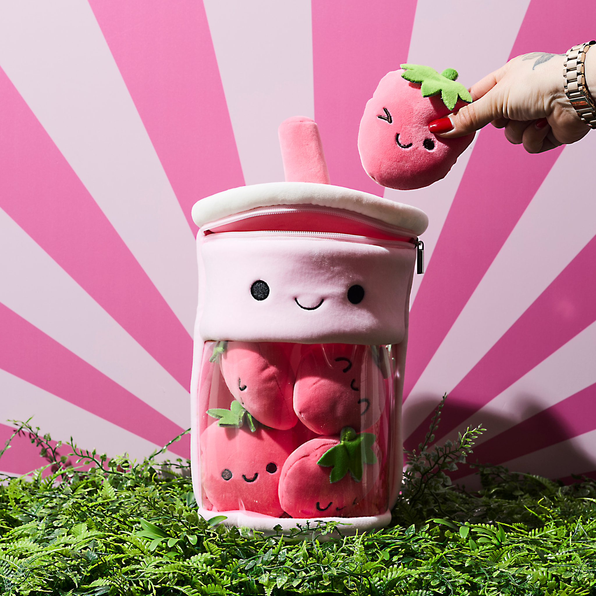 Peluche Bubble Tea Kawaii Fraise
