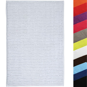 Alfombra de baño MSV "Chenille" antideslizante de microfibra en color blanco 60 x 90 cm