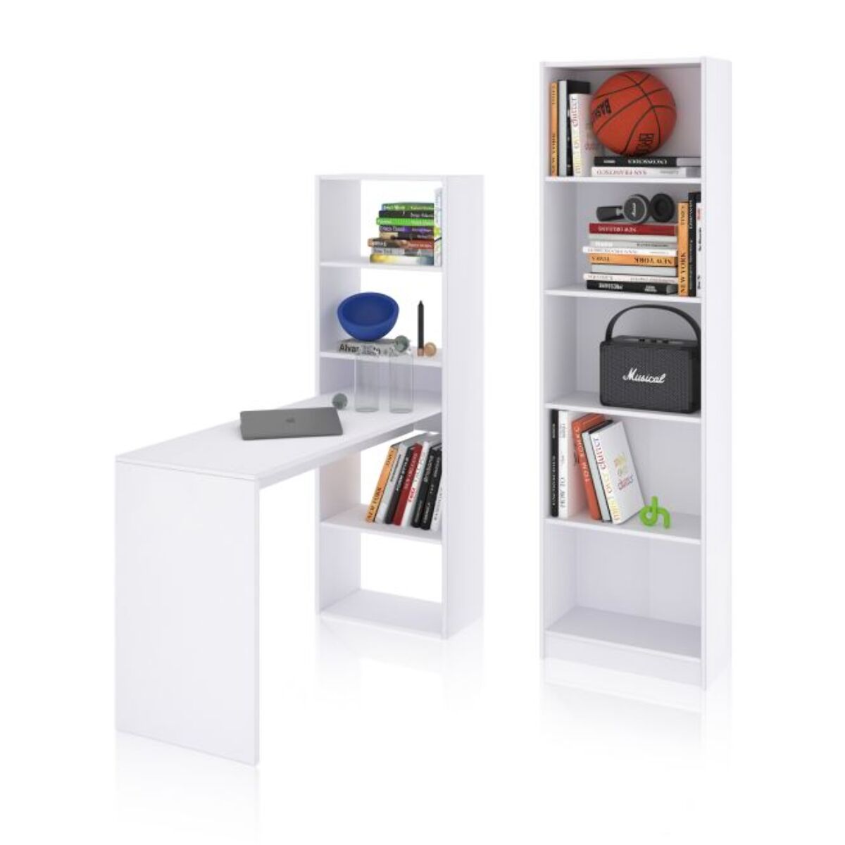 Pack escritorio y estantería Cosmic Plus Blanco Artik (Blanco Mate)