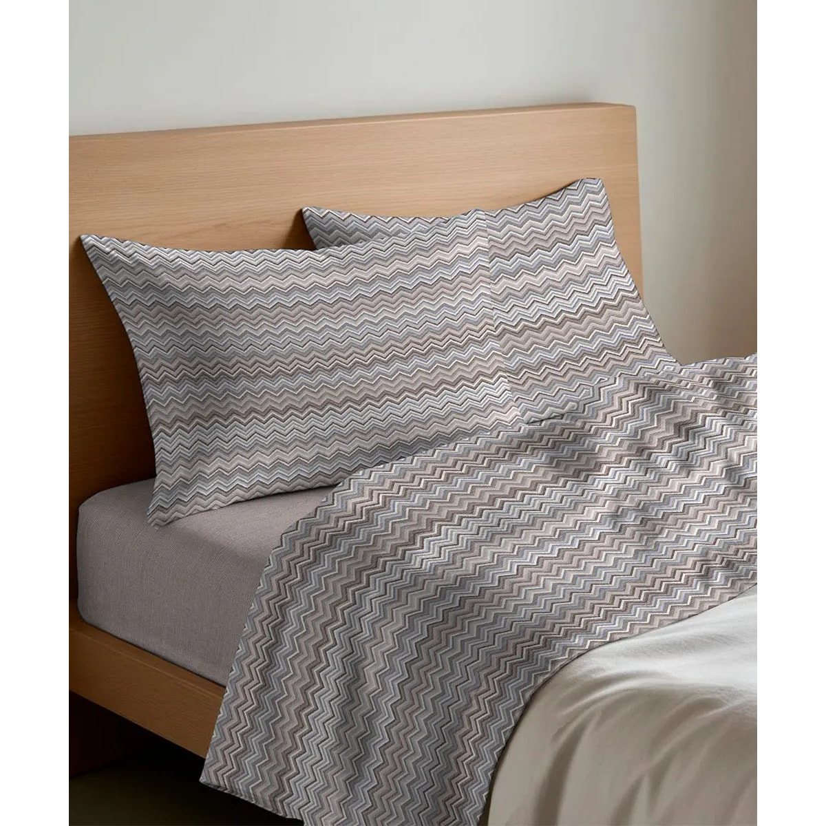 Lenzuolo superiore BAIA BEIGE 100% Cotone e Made in Italy Zig Zag Moderno