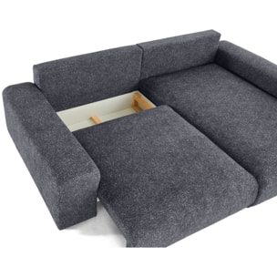 Spice - canapé d'angle réversible 4 places convertible avec coffre en tissu moucheté - Gris foncé