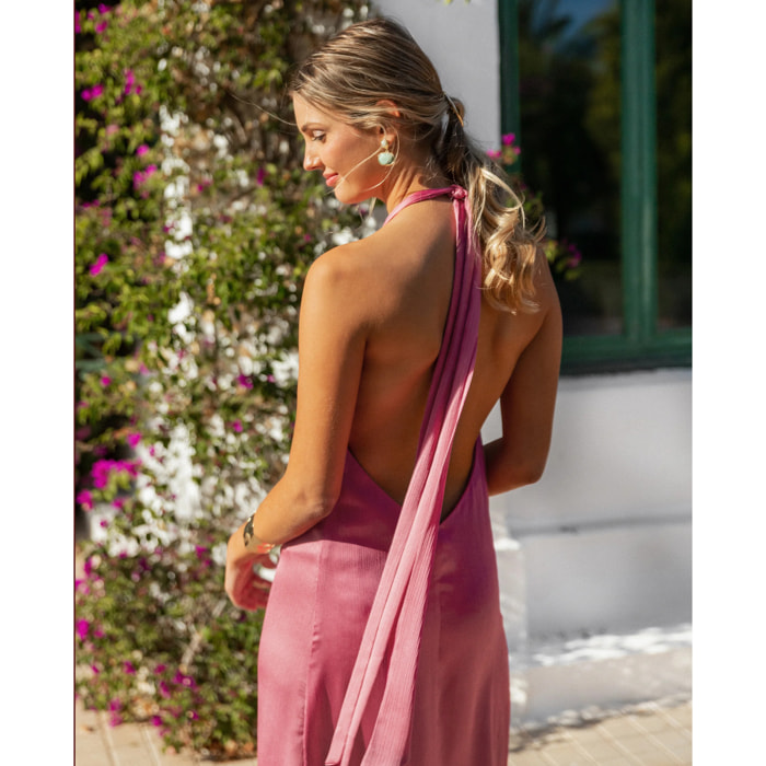 Vestido largo con escote en pico