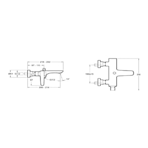 Robinet bain douche mural Aleo+