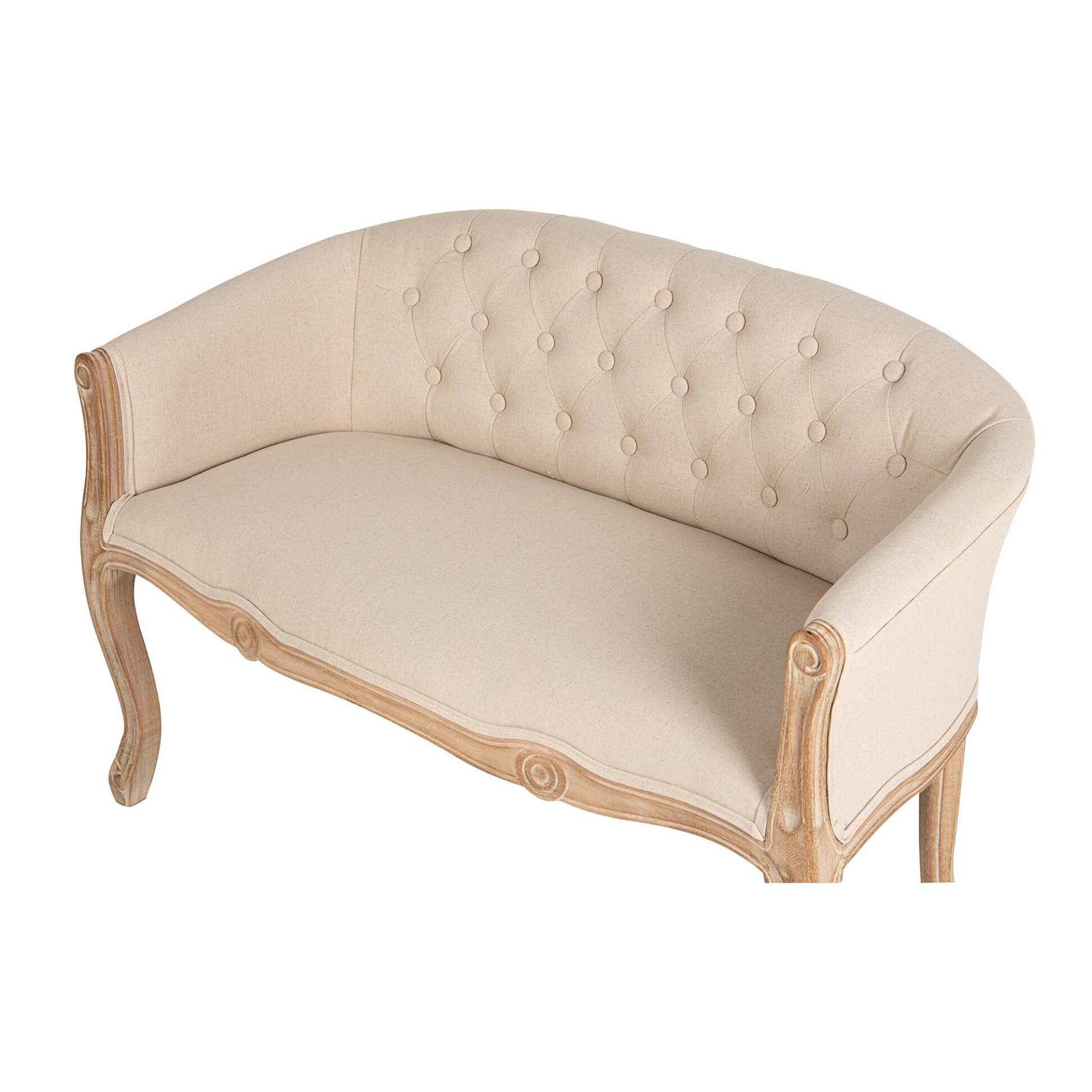 Butaca Doble Beige Capitoné Madera 107x61x71 Cm