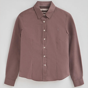 Camicia rosa tortora slim fit con logo Rigby Go