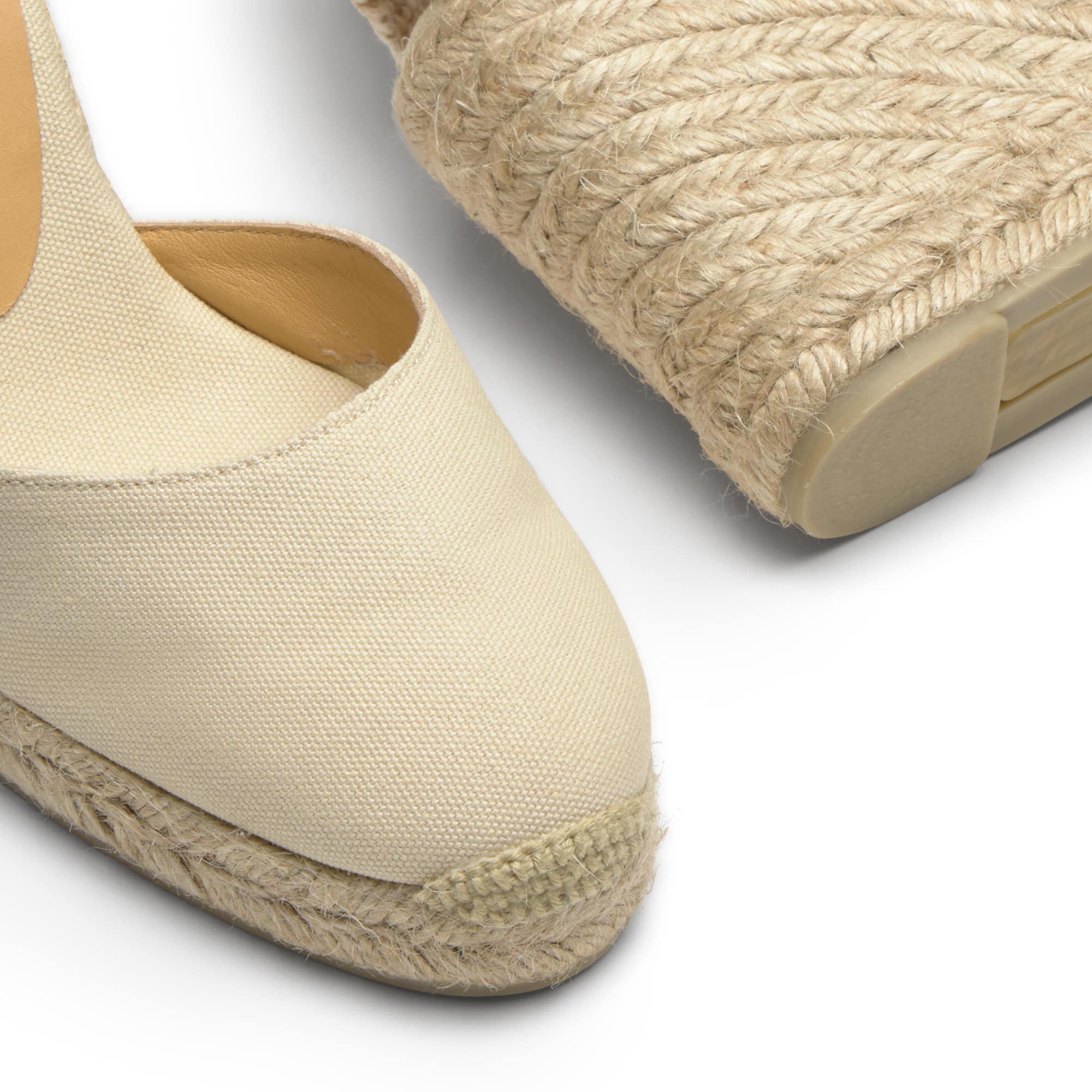 Alpargatas de cuña de mujer Carina en algodón orgánico, cierre mediante lazada