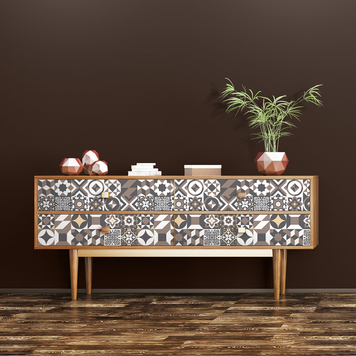 Stickers décoration Meuble - Sticker adhésif Cuisine Salon - 24 STICKERS CARREAUX DE CIMENT MEUBLE AUTHENTIQUES LOPINA