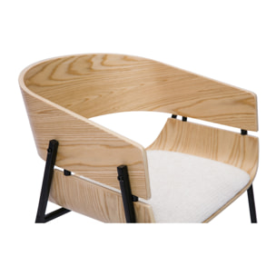 Chaise design bois clair et tissu chenille beige WESS