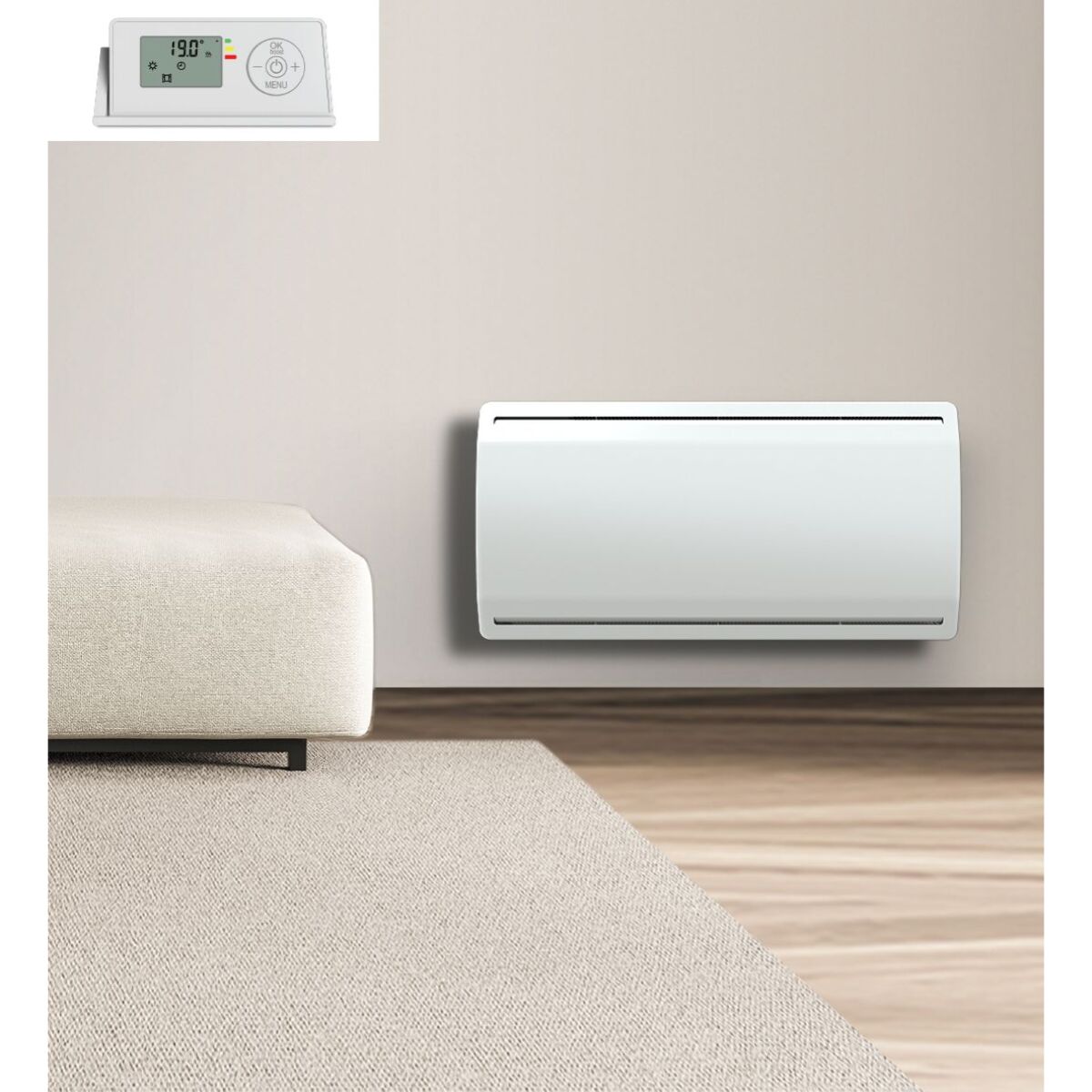 Radiateur inertie ceramique LCD blanc 2000W