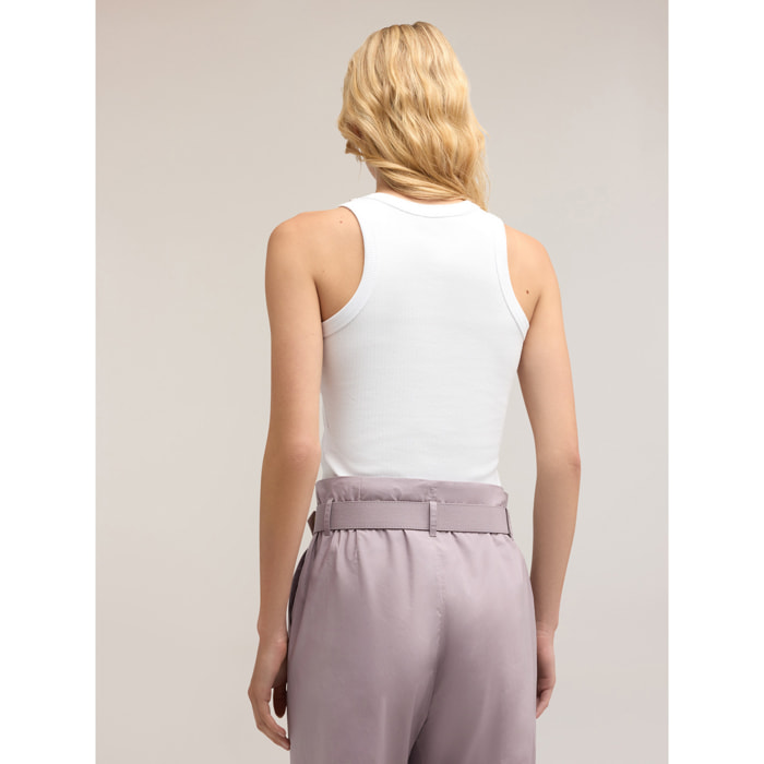Motivi - Tank top con frange crystal - Bianco