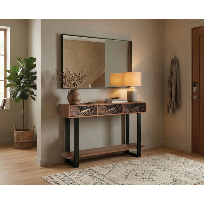 Consola de Madera de Acacia 120 Cm Estilo Étnico Moderno