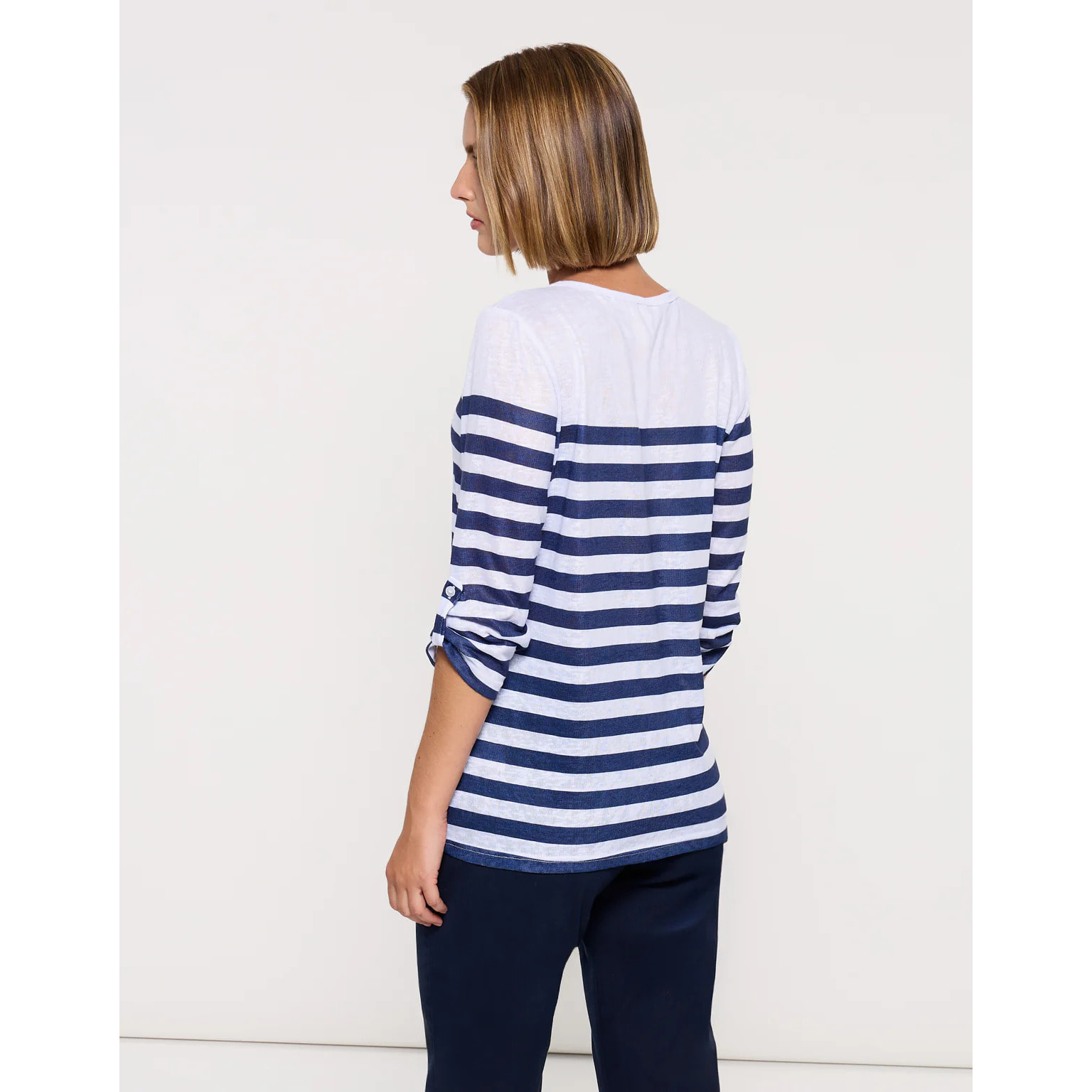 Camiseta Manga Media Azul Marino - Malberry