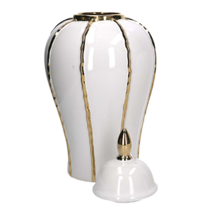 Vaso in ceramica con coperchio oro bianco cm ø21h41,5