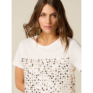Oltre - Camiseta con lentejuelas - Blanco