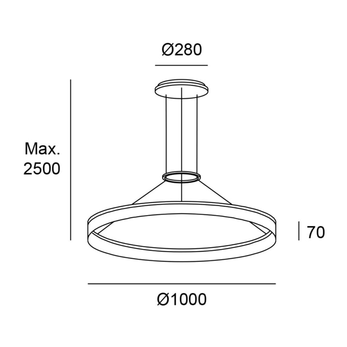 LEDS C4 Colgante Circ Round Ø1000 LED 49.3 Blanco cálido - 3000K ON-OFF Blanco 3473lm