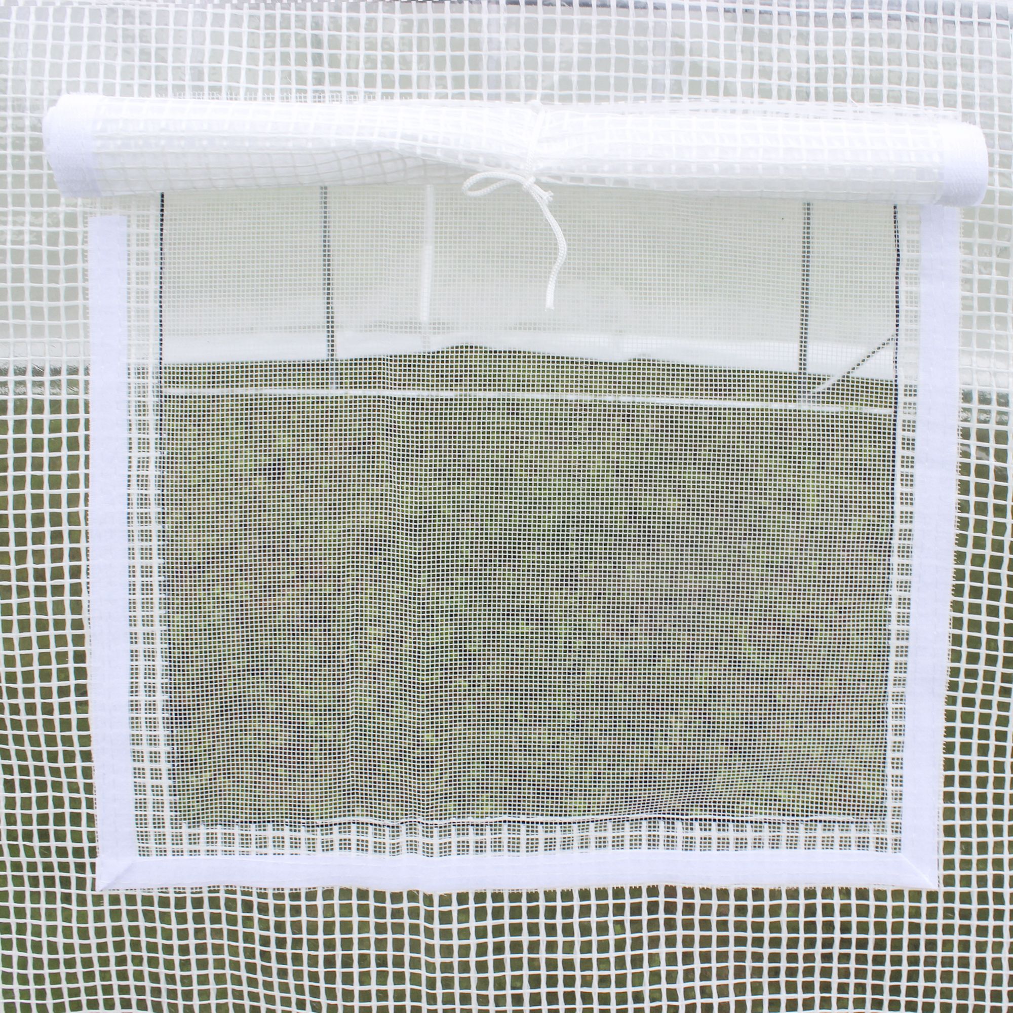Bâche de rechange serre tunnel 6 m², bâche dim. 3L x 2l x 2H m PE anti-UV imperméable 6 fenêtres + porte enroulable zippée blanc