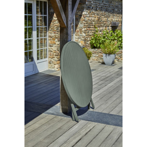 MARIUS - Table de jardin ronde pliante en aluminium vert kaki