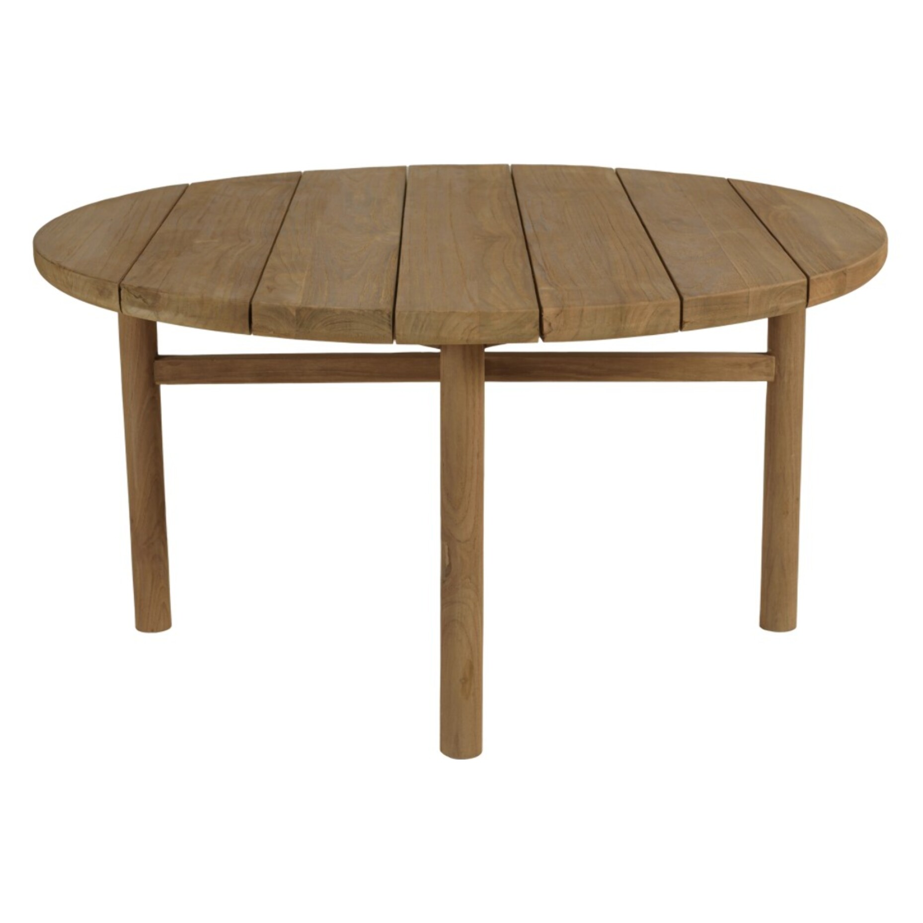 KALLY - Table basse de jardin ronde en bois de teck recyclé naturel D80cm